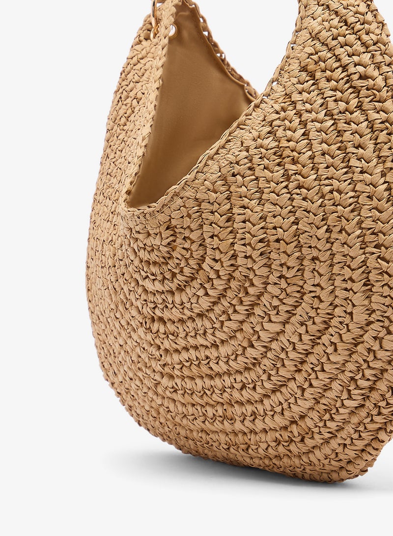 جلاموروس حقيبة شاطئ هلال كبيرة من الرافيا - Image 3